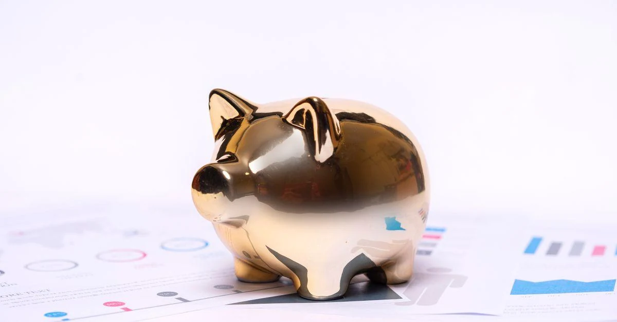 Close-up of a golden piggy bank on financial documents, symbolizing retirement savings and income sources